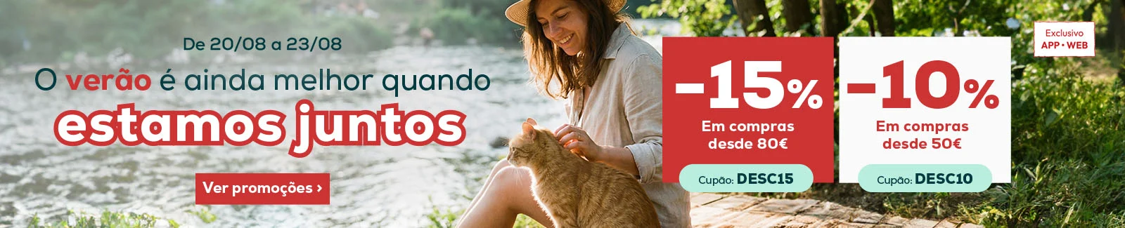 15% de desconto em compras desde 80&euro; ou 10% de desconto em compras desde 50&euro;
