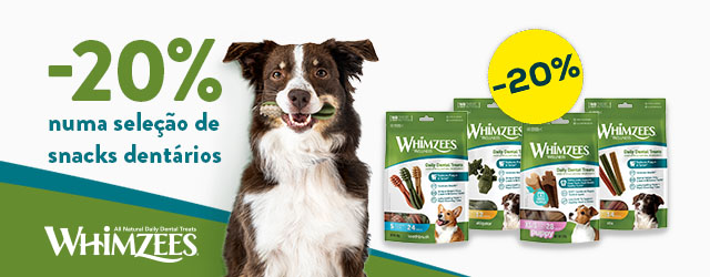 Whimzees: -20% numa seleção de snacks dentários para cão