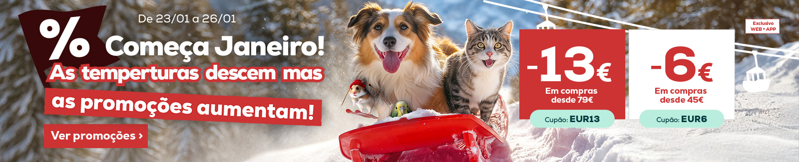 13&euro; de desconto em compras desde 79&euro; ou 6&euro; de desconto em compras desde 45&euro;