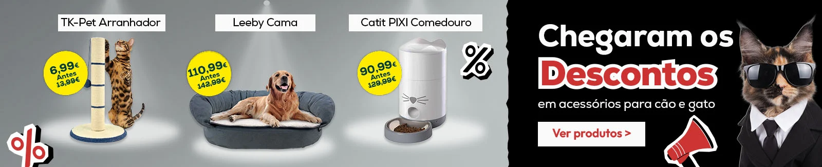 Chegaram os mega descontos em acessórios para cão e gato