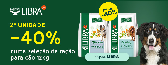 Libra: -40% na 2.ª unidade numa seleção de ração para cão 12 kg