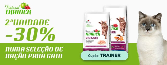 Trainer: -30% na 2ª unidade numa seleção de ração para gato