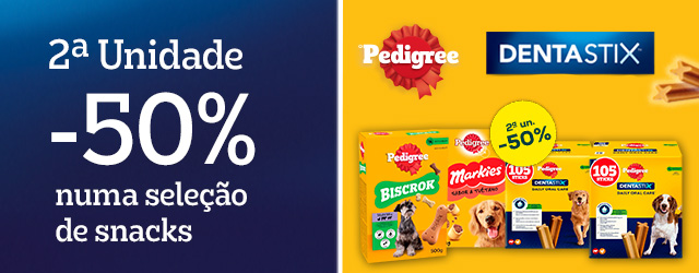 Pedigree: -50% na 2ª unidade numa seleção de snacks
