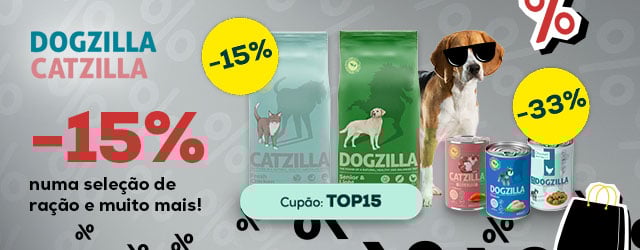 Dogzilla e Catzilla: -15% numa seleção de ração e mais de -30% numa seleção de packs de alimentação húmida