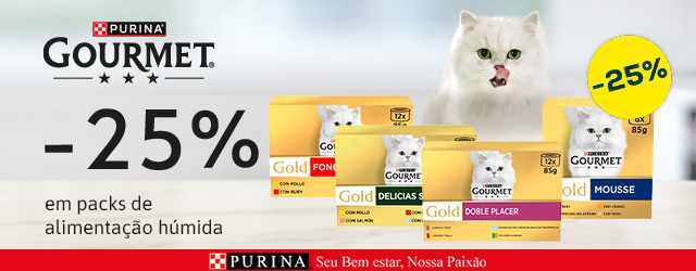 Gourmet: -25% numa seleção de packs de alimentação húmida para gato