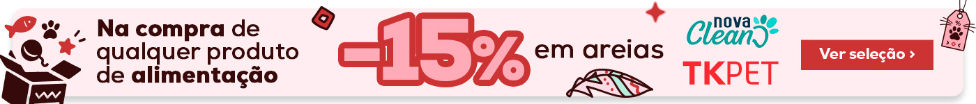 -15% em areias na compra de qualquer produto de alimentação