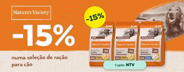 Nature's Variety: -15% numa seleção de ração para cão