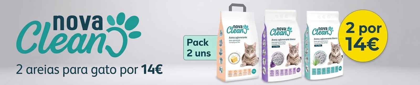 Nova Clean: 2 areias para gato por 14&euro;