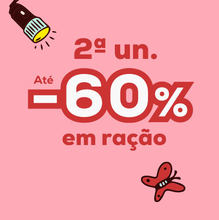 Até -60% na 2ª unidade numa seleção de ração