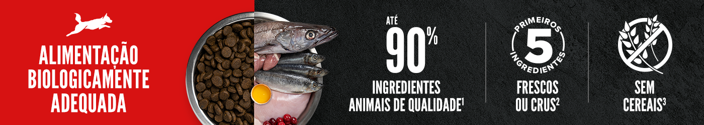 Orijen. Alimentação biologicamente adequada, sem cereais e com ingredientes de qualidade.