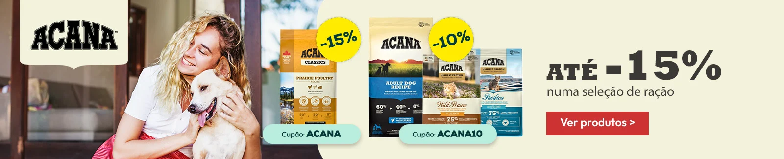 Acana: -15% numa sele&ccedil;&atilde;o de ra&ccedil;&atilde;o para c&atilde;o