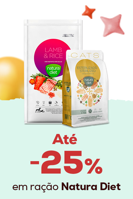 Natura Diet: -10% numa seleção de ração para cão e -25% numa seleção de ração para gato