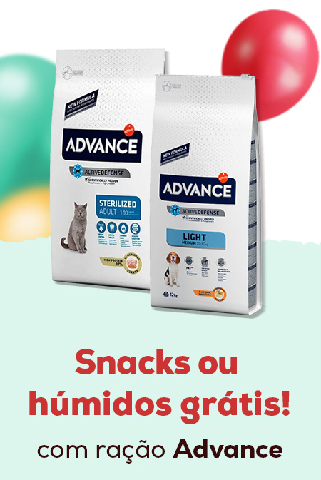 Advance: snacks, alimentação húmida ou areia grátis numa seleção de ração para cão e gato