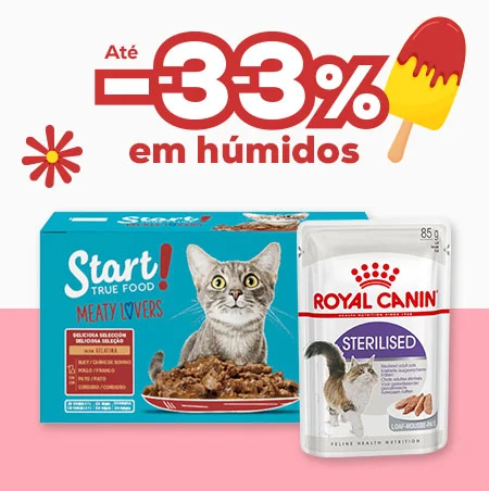 Até -33% em húmidos para gato