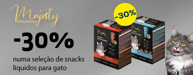 Majesty: -30% numa seleção de snacks líquidos para gato
