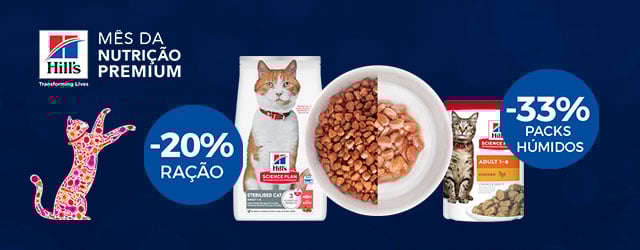 Mês da Hill’s: -20% numa seleção de ração para gato, e -33% numa seleção de packs de alimentação húmida para gato