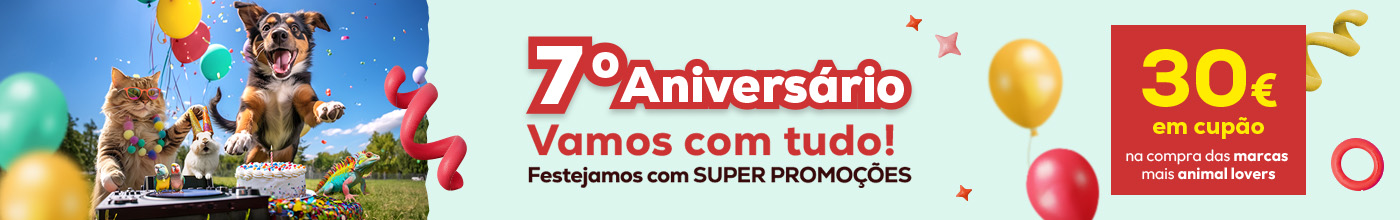 Compre as nossas marcas mais Animal Lovers e tenha 30€ de oferta no 7º aniversário da Kiwoko