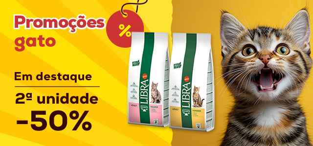 Libra: -50% na 2ª unidade numa seleção de ração para gato 12kg