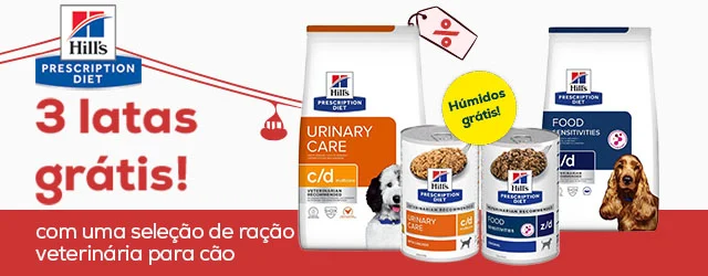Hill's Prescription Diet: 3 latas de alimentação húmida de oferta numa seleção de ração veterinária para cão