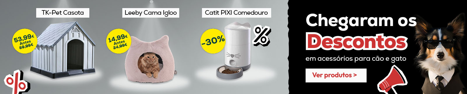 Chegaram os descontos em acessórios para cão e gato