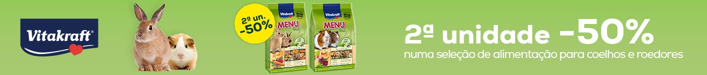 Vitakraft: -50% na 2ª unidade numa seleção de comida para roedores