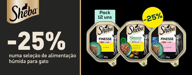Sheba: -25% numa seleção de alimentação húmida para gato Sheba: -25% numa seleção de alimentação húmida para gato