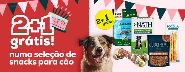 Leve 3, pague 2 em seleção de snacks para cão