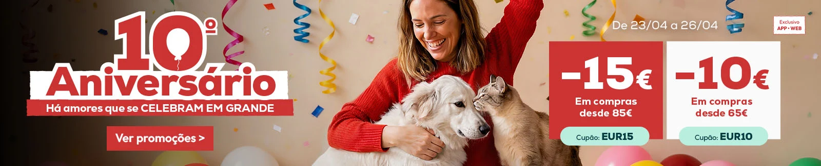 15&euro; de desconto em compras desde 85&euro; ou 10&euro; de desconto em compras desde 65&euro;