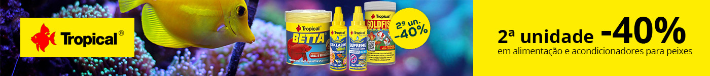 Tropical: -40% na 2ª unidade numa seleção de alimentação e acondicionadores para peixes