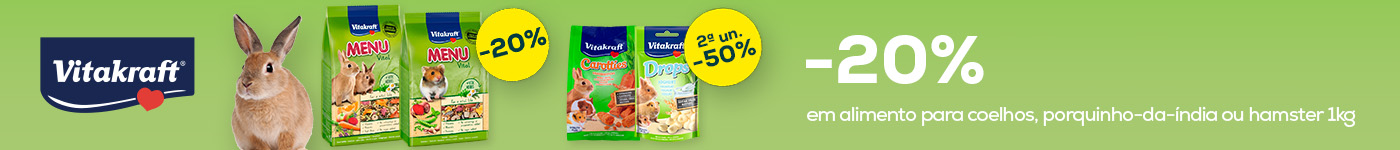 Vitakraft: -20% na selecção de alimentação e -50% na 2ª unidade de snacks para roedores