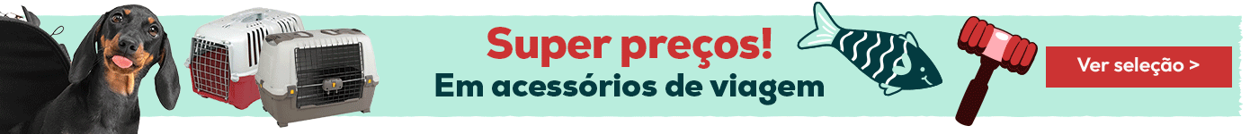 Super preço numa seleção de acessórios de viagem e de cuidado para o pelo