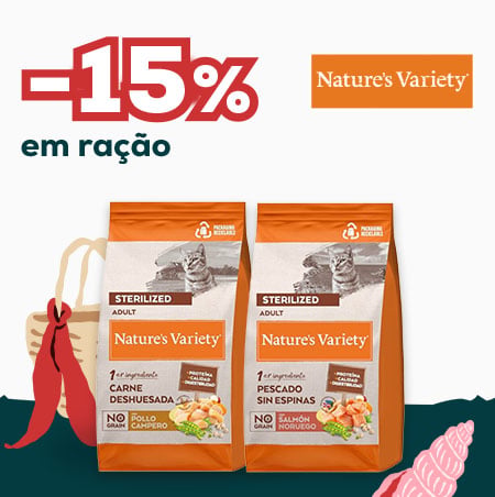 Natures Variety: -15% em ração