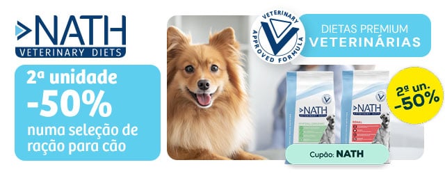 Nath Veterinary Diet: -50% na 2ª unidade numa seleção de ração para cão 2,5 kg