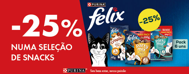 Felix: -25% numa seleção de snacks para gato