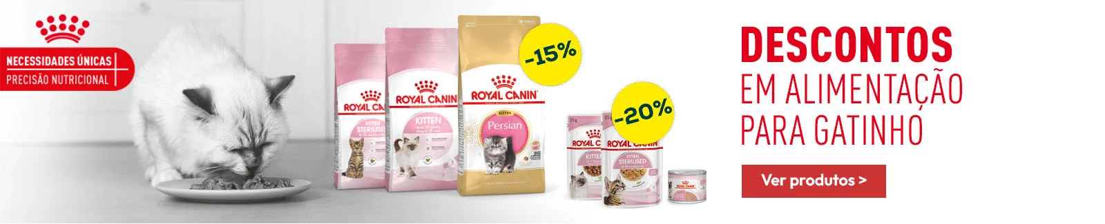 Royal Canin: 15% de desconto numa sele&ccedil;&atilde;o de ra&ccedil;&atilde;o para gato, e -20% numa sele&ccedil;&atilde;o de packs de h&uacute;midos para gato