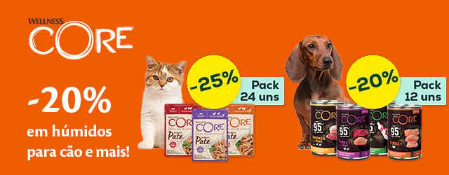 Wellness: -20% numa seleção de packs de comida húmida para cães e -25% numa seleção de packs de comida húmida para gatos