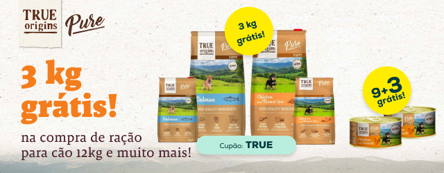 True Origins Pure: 3 kg grátis com ração para cão junior de 12 kg e 9 + 3 grátis em packs de alimentação húmida