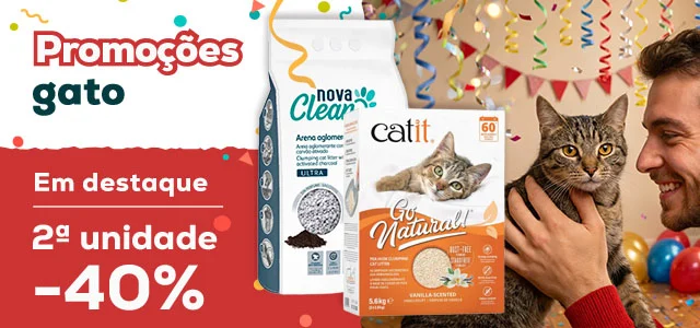 Sanicat: -40% na 2ª unidade numa seleção de areias para gato