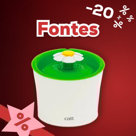 -20% numa seleção de fontes e comedouros para gatos