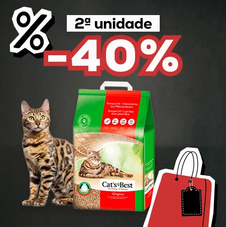 JRS: -40% na 2ª unidade numa seleção de Cat's Best Original Leito Vegetal para gato