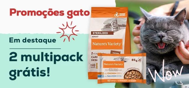 Nature's Variety: 8 saquetas de alimentação húmida grátis com ração para gato Peru ou Frango 7 kg