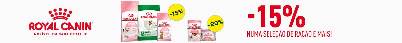 Royal Canin: -15% numa seleção de ração e -20% numa seleção de packs de húmidos para gato
