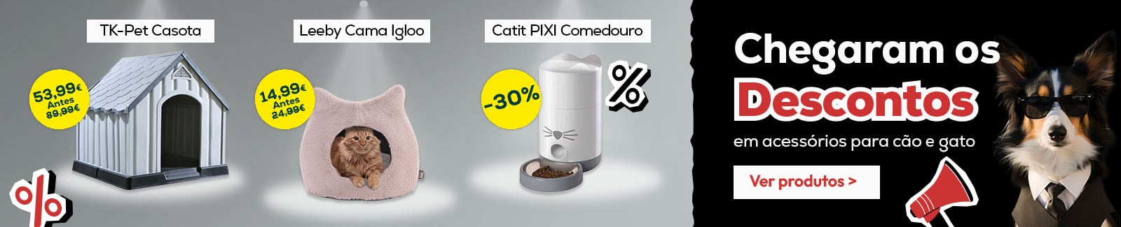 Chegaram os descontos em acessórios para cão e gato