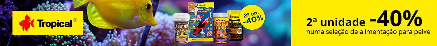 Tropical: -40% na 2ª unidade numa seleção de alimentação para peixes