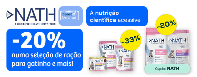 Nath: -20% numa seleção de ração para gatinho, e -33% numa seleção de packs de húmidos e snacks para gatinho