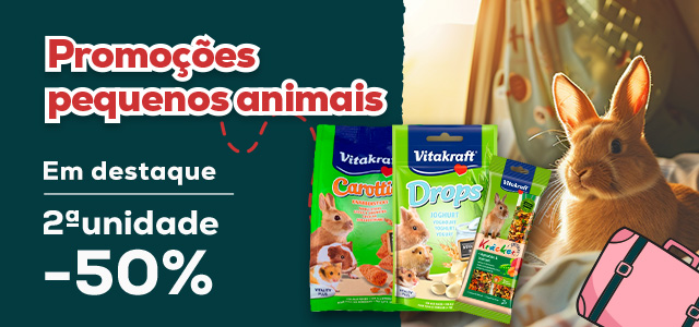 Vitakraft: -50% na 2ª unidade de selecção de snacks para roedores e coelhos