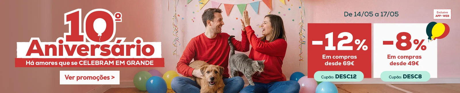 12% de desconto em compras desde 69&euro; ou 8% de desconto em compras desde 49&euro;