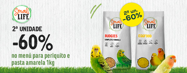 Small Life: -60% na 2ª unidade numa seleção de alimentos para aves