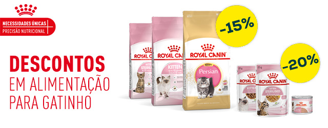 Royal Canin: 15% de desconto numa seleção de ração para gato, e -20% numa seleção de packs de húmidos para gato
