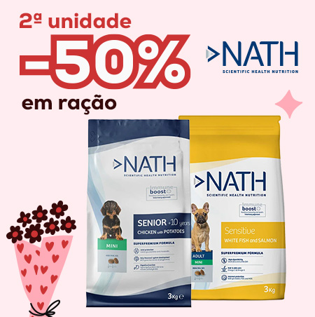 Nath: -50% na 2ª unidade numa seleção de ração para cão 3 kg